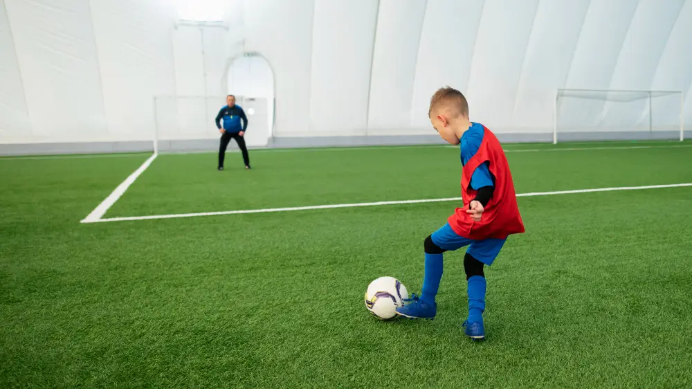 Indoor soccer drill-shooting